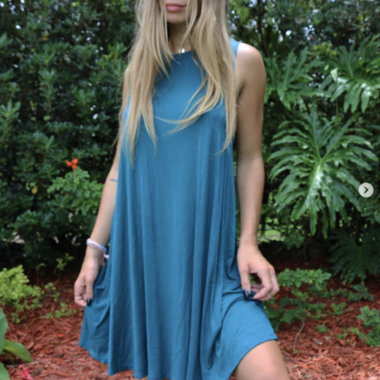 Photo of solid blue t-shirt dress