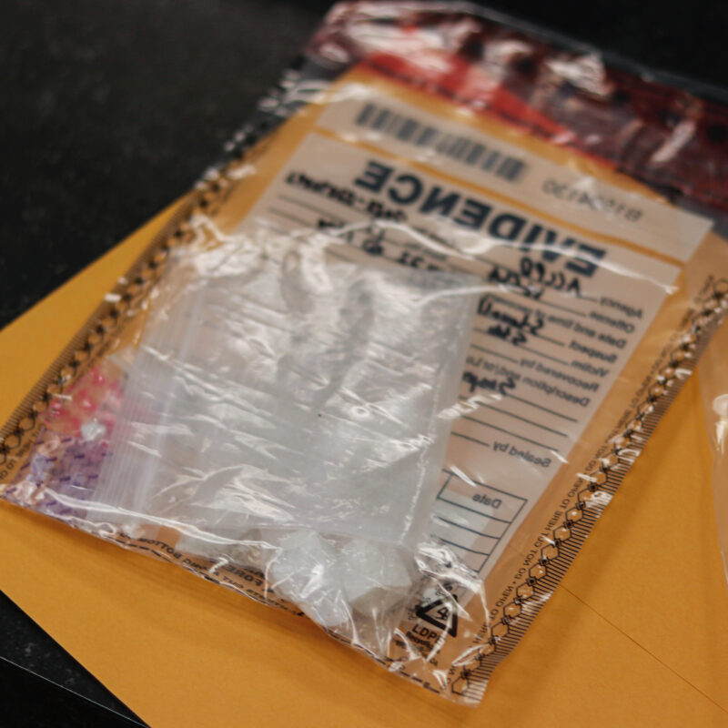 Photo of evidence bag containing fentanyl-laced heroin.