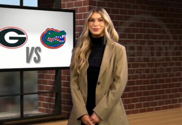 Image of Nicole Norvell standing in front of green screen as a sports anchor for Grady Newsource.